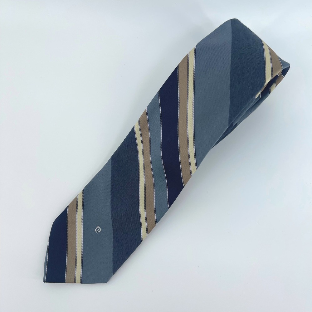 Pierre Cardin Necktie Mens Striped Classic 100% Polyester Blue Gray Brown